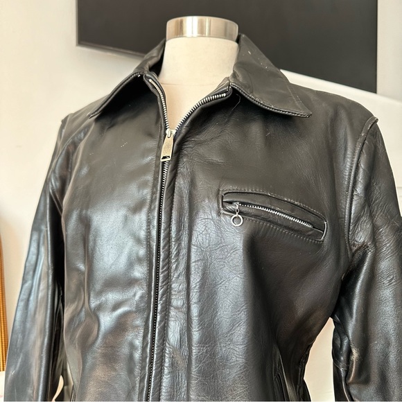 Vintage 1940’s Fidelity SPortswear Steerhide Leather black racer biker jacket - Picture 11 of 16